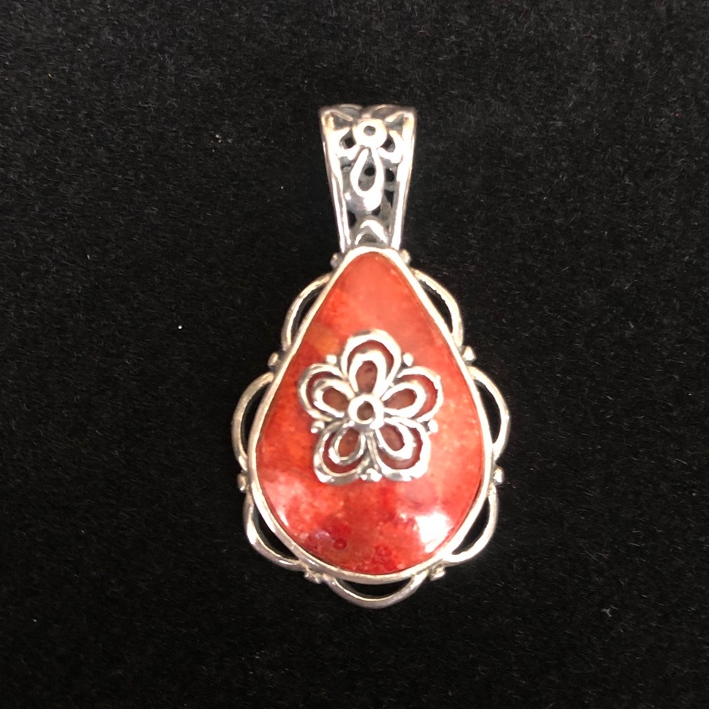 Silpada .925 Sterling Silver and Coral Pendant